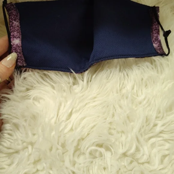 Handmade Purple and Black Fabric Face Mask NWOT - Picture 5 of 5